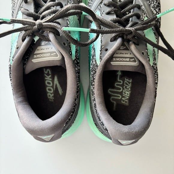 Brooks Launch 4 Gray Mint Green Running Shoes Sneakers - Picture 3 of 5
